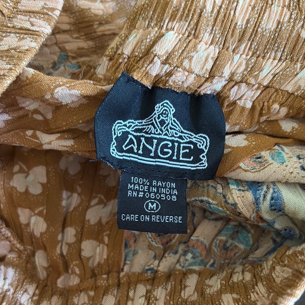 Angie Bohemian crinkly high waist wide leg ruffle hem cropped wide leg pants - Picture 8 of 14